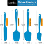 Silicone Spatula Set - 4-Piece Rubber Spatulas Silicone Heat Resistant 600°F for Everyday Task - Seamless Design Kitchen Spatulas for Nonstick Cookware - Blue