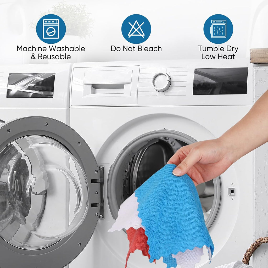 Orighty Microfiber Cleaning Cloths, 75 Sheets Shop Towels, Reusable Paper Towels Shop Rags, Washable Microfiber Towel Roll Cleaning Rags for Cars, House, Kitchen, 11.5’’ x 11.5’’, White