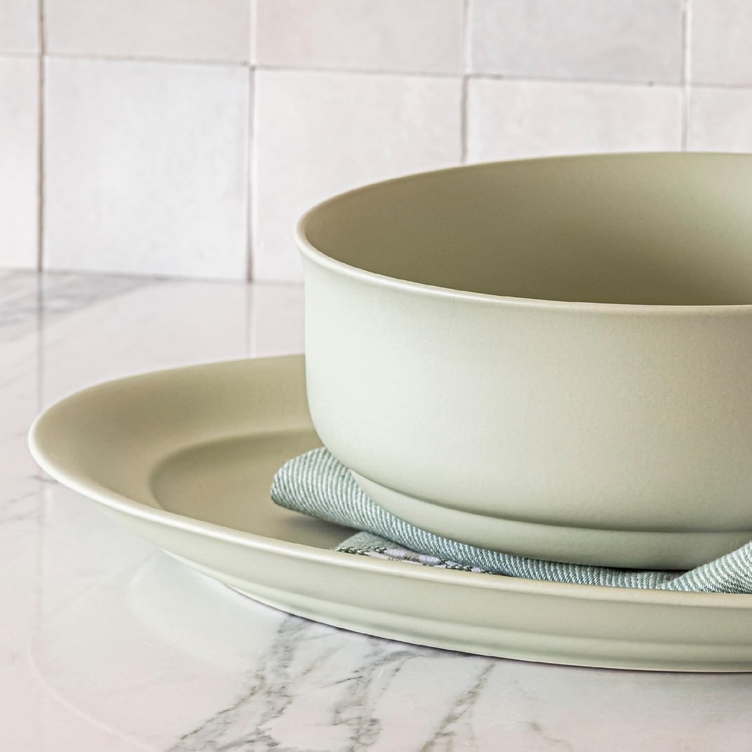 over&back Rim Stoneware Serving Platter - Elegant 1-Piece Oval Serving Platter to Complete Your Kitchen Set - 16" L x 10.8" W Semi-Matte Sage