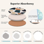 Black Terrazzo Drink Absorbent Coasters with Holder Set of 6, Ceramic Coaster for Drinks, Coffee Table Decor, Water Absorbing Stone Coaster for Drinks (Midnight)