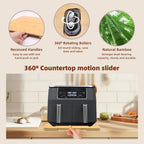 360° Rolling Tray Bamboo Appliance Slider for Kitchen Appliances, for Breville Espresso Machine Accessories, Sliding Tray for Coffee Maker Appliances Mat Easily from Under The Cabinet Natural13"×15.7"