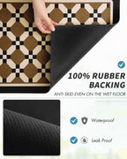 AMOAMI Coffee Mat Hide Stain Rubber Backed Absorbent Dish Drying Mat for Kitchen Counter - Fits Under Coffee Maker or Machine - PEANUT 12X19