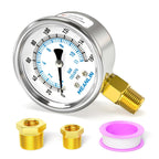 MEANLIN MEASURE 0~160Psi Dry Pressure Gauge Stainless Steel 1/4" NPT 2" FACE DIAL Waterproof for Air Compressor RV Regulator Water Pressure Tester Lower Mount, with 1/2" NPT and 3/8" NPT Hex Bushing