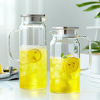 42OZ Glass Pitcher with Lid and Spout, Water Jug, 1250ml Carafe for Hot/Cold Water, Large Iced Tea Pitcher for Coffee, Juice and Homemade Beverage