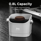 Bincoo Square Coffee Knock Box 0.8L –ABS Espresso Knock Bin with Non-Slip Base, Wide 4.6" Slanted Opening & Detachable Silicone Knock Bar for Easy Cleaning and Quiet Use(Gray(square))