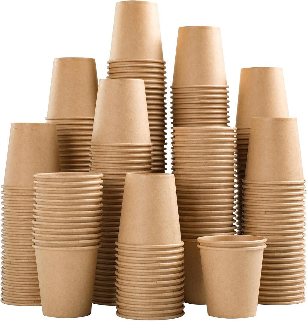 400 Pack 3 oz Kraft Paper Cups, Disposable Bathroom Cups, Mini Mouthwash Cups, Hot/Cold Beverage Drinking Cup for Gargle Espresso Juice Medicine (Brown)