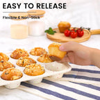 Vinino 2Pack Silicone Muffin Pan for Baking with Metal Reinforced Frame, Regular 12 Cup and Jumbo 6 Cup Nonstick Cupcake Pan Set, BPA Free Silicone Muffin Tray Molds for Oven Dishwasher Safe