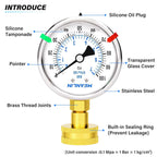 MEANLIN MEASURE 0~100Psi Stainless Steel Frame 3/4" Female 2.5" FACE DIAL Liquid Filled Pressure Gauge WOG Water Oil Air Water Pressure Test Table with Sealing Ring (with 2PCS Snaps)