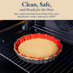 Patz&Patz Fluted Tart Pan 9 Inch Removable Bottom with Patented Silicone Crust Shaper | Nonstick Carbon Steel Quiche Baking Dish, Fruit Tart Molds for Baking, Quiche Pan & Pie Mold - PFOA & PTFE-Free