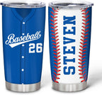 Hyturtle Personalized Baseball Tumbler Baseball Players Design Stainless Steel Double Walled Vacuum Insulated Tumblers 20oz30oz Coffee Travel Mug Cup Christmas Gift For Men Boys Friends Dad Sports Fan