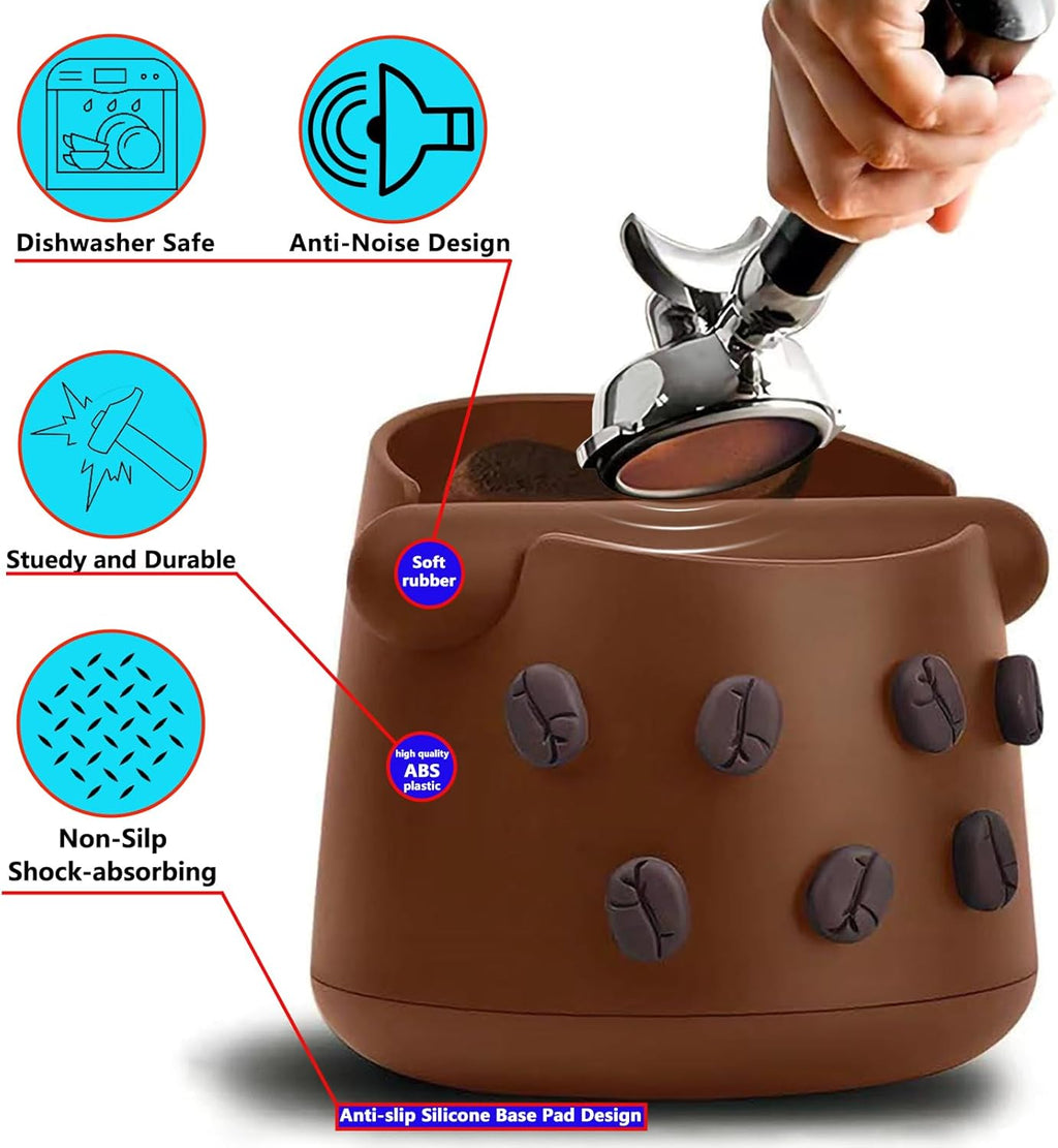 Espresso Knock Box with Barista Towels, Removable Shock-absorbent Knock Bar & Non-Slip Base - Knock Box Espresso, Knock Box for Coffee Grounds, Espresso Machine Accessories, Brown, JDHAVMOS