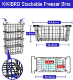 Freezer Organizer Bins - Fit 10 to 20 Cu.FT Deep Freezer, Stackable Chest Freezer Organizer Sort Frozen Food and Easily Get with Handle, 4 Pack Chest Freezer Bins, Black
