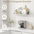 Dreamland Floating Shelves for Wall, 12 Inch Deep Floating Shelves Set of 2, 30W x 12D Large Wall Shelf with Sturdy Metal Brackets for Living Room, Bathroom, Bedroom and Kitchen, White