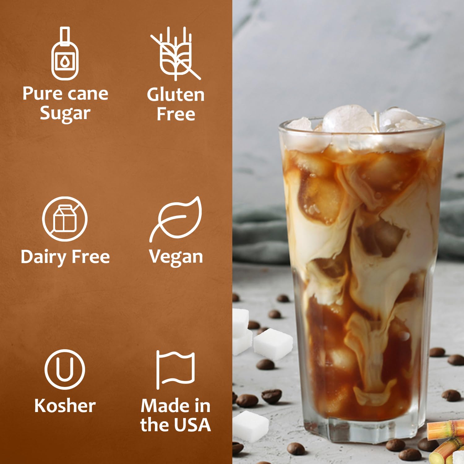 Syruvia Cane Sugar Sweetener Coffee Syrup - 25.4 fl oz. Premium Coffee Flavoring Syrup. Kosher and Gluten-Free. Perfect for Enhancing Drinks, Sodas, Shakes, Desserts, and More.