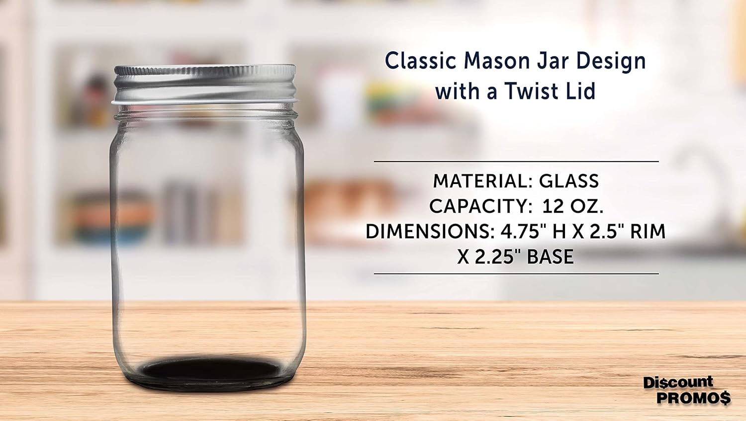 DISCOUNT PROMOS 10 Decorating Mason Jars Set, 12 oz. - Canning, Aluminum Lid - Black