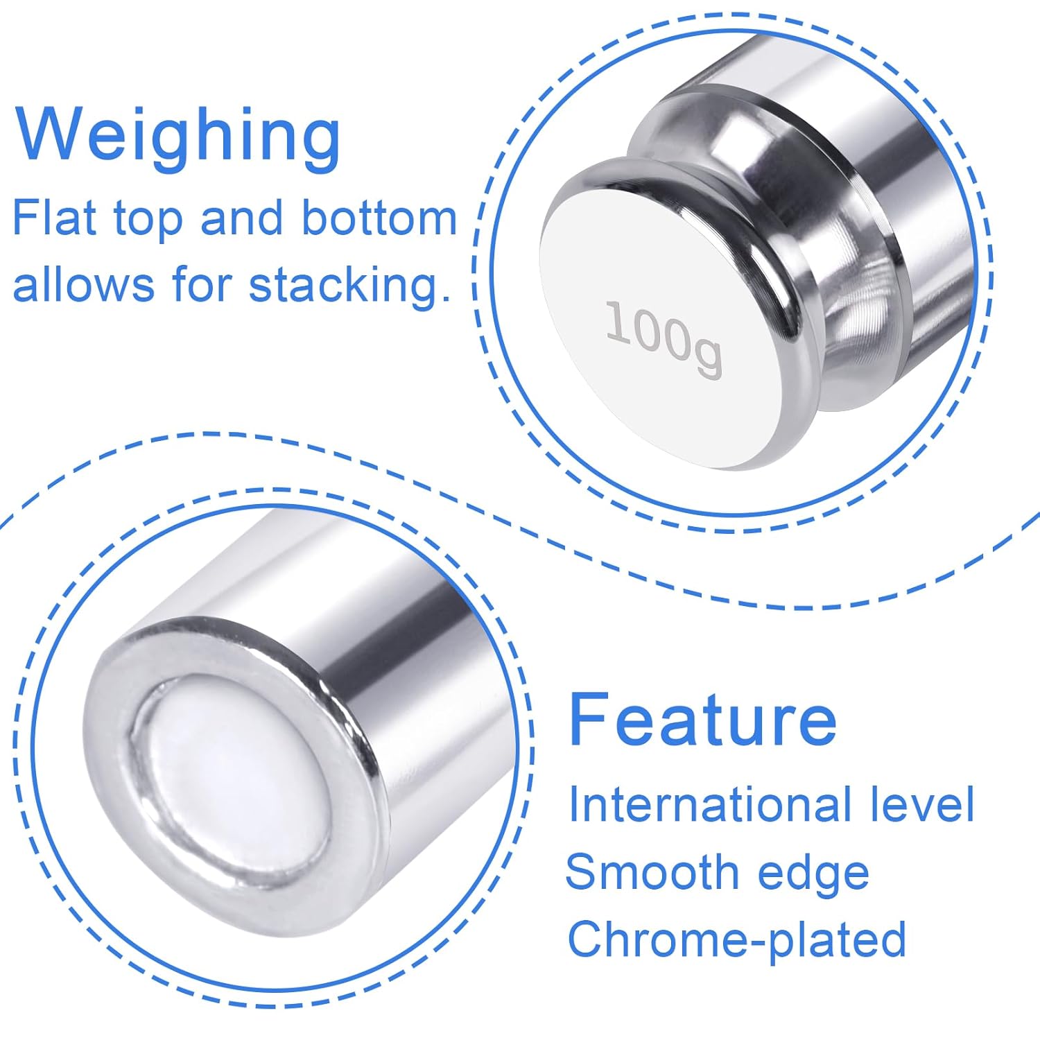 QP Calibration Weights, 100 Gram OIML Class M1 High Precision Scale Weights, Stainless Steel Gram Weights, Chrome Finish, Scale Calibration Weights for Digital Scale, Kitchen Scale, Pocket Scale