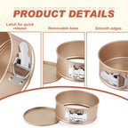 4 Pcs 6 Inch Non Stick Springform Pan with Removable Bottom Carbon Steel Round Springform Cheesecake Pan with Stainless Steel Spring Buckles for Baking Kitchens Restaurant(Champagne Gold)