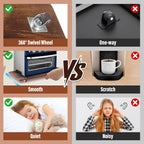 360° Appliance Slider Sliding Tray, Coffee Maker Rolling Tray for Counter Under Cabinet Coffee Pot Mat for Espresso Machine, Toaster, Air Fryer, Quiet Wheels, Black (Large 15.7"×13")