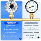 MEANLIN MEASURE 0-60Psi 1/4" NPT Pressure Gauge Box with dial for selecting Filter, 3-2-3% Accuracy, Lower Mount, with 1/2" NPT and 3/8" NPT Hex Bushing
