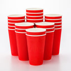 Restaurantware 16 Ounce Ripple Wall Disposable Coffee Cups, 500 Insulated Red Paper Tumblers with Rolled Rim Design, Lids Sold Separately for Hot Drinks like Tea, Hot Chocolate, and More