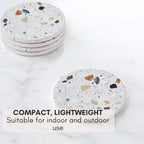 Absorbent Coaster Set of 6 with Holder, Drink Coasters for Coffee Table, Kitchen, Home Decor, Cute Ceramic Round Coasters, Alternative to Silicone, Cork or Glass Coaster (Granite with Black Holder)