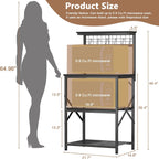 Furologee Kitchen Bakers Rack with Hutch, Coffee Bar Station 4 Tiers, Microwave Oven Stand with 6 S Hooks and Pegboard, Kitchen Microwave Rack for Spice Organizer Workstation, Black