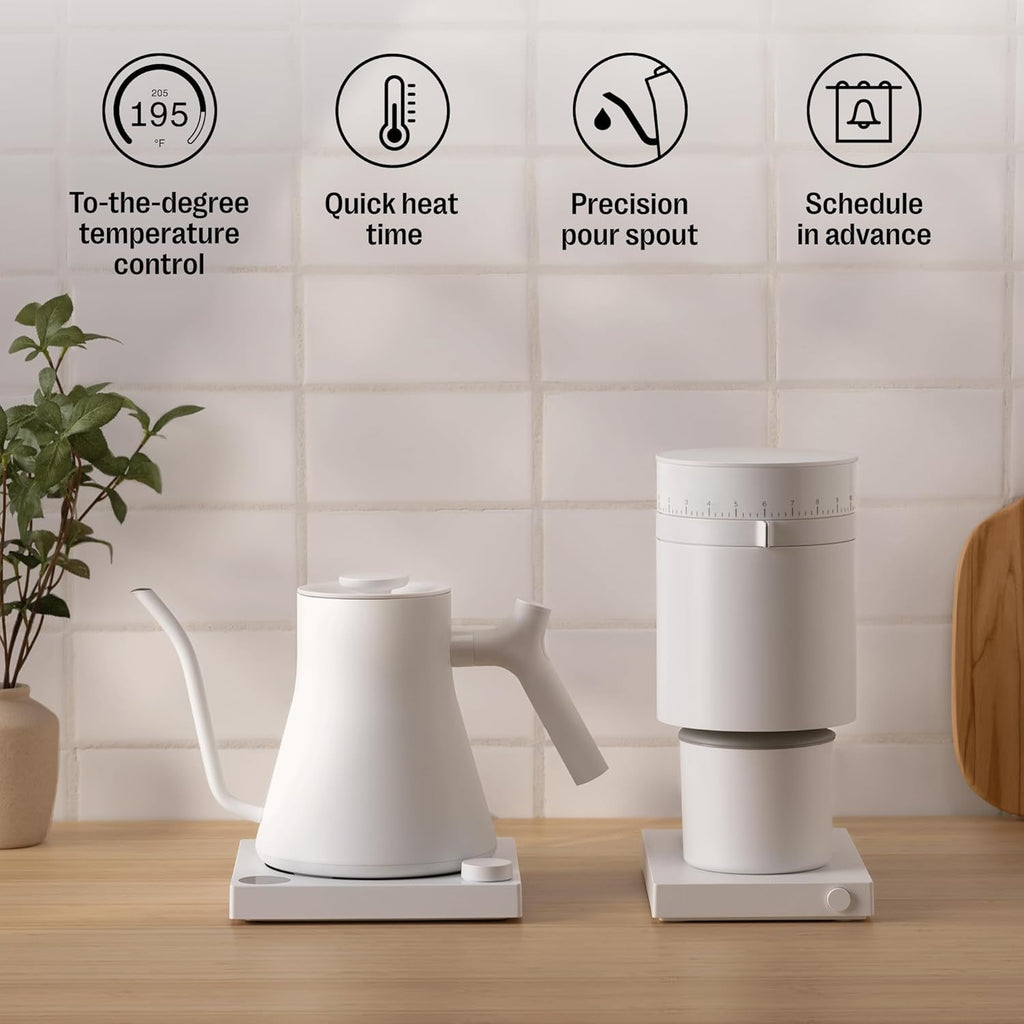 Fellow Stagg EKG Pro Electric Gooseneck Kettle - Pour-Over Coffee and Tea, Quick Heating, Precise Temperature Control, Scheduling, Built-in Brew Timer, Matte White, 0.9 Liter