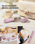 CIRCLE JOY Portable Rechargeable Milk Frother Hanheld, Dual Spring Whisk Electric Coffee Frother Wand Drink Mixer for Matcha Lattes Cappuccino, Kitchen Gifts, Pink