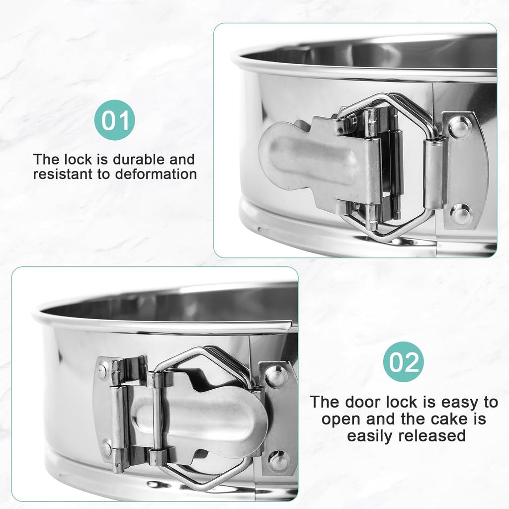 10-inch Stainless Steel Springform Pan with Silicone Protector, Removable Bottom, Parchment Paper, Decorating Kit Piping Bags and Tips- Great for Birthday Parties