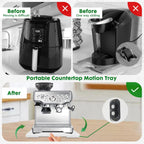 Appliance Slider 360° Rolling Tray for Coffee Maker- Bamboo Coffee Pot Slider Tray for Countertop Rotation Sliding Tray with Wheels, Appliances Mat Easily from Under The Cabinet White (15.7"×13")