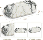 Natural Marble Vanity Tray - Moujings Genuine Marble Perfume Tray for Bathroom Decor, Stone Bathroom Vanity Organizer Tray for Kitchen Counter, Candles, Jewelry, Coffee, Makeup, Key