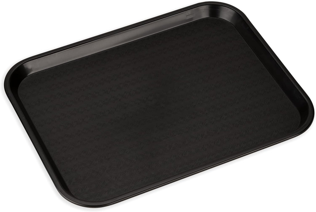Carlisle FoodService Products Fast Food Cafeteria Tray 14" x 18", Durable Polypropylene with Slip-Resistant Surface, Stackable for Cafes and Schools, BPA-Free, Black