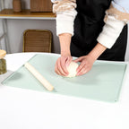 Silicone Baking Mat - Extra Thick Non-Stick Pastry Mat with Measurement Markings, 21"x15" Non-Slip Silicone Pad with Raised Edges (Light Green)