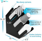 Cup and Lid Holder Stand - 3 Compartment Disposable Cup Dispenser for Countertop Storage - Slanted Paper Coffee Cup Organizer for Breakroom, Kitchen, Hotel, Bar