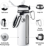 GOSWAG Insulated Sports Water Bottle, 24oz 2 Lids(with Straw/No Straw), Stainless Steel Water Bottles with Paracord Handle, Insulated Bottle with Double-Wall Vacuum Insulation