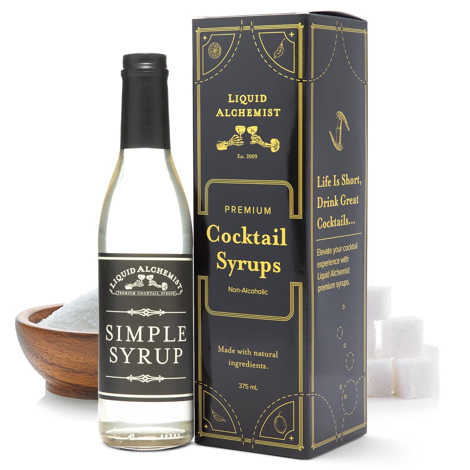 Liquid Alchemist Simple Syrup for Cocktails - Real Ingredients Make our Simple Sugar Syrup the Perfect Old Fashioned Mix - Our Drink Mix is Non-GMO Gluten Free & Vegan (12 oz)