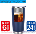 Pandance 20oz Stainless Steel Insulated Tumblers with Lid and Straw Bulk, Double Wall Vacuum Water Cups for Hot & Iced Coffee Drinks Travel Mug (Navy Blue, 1 pack)