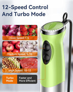 Immersion Blender Handheld 1000W 5 in 1 Corded Stick Hand Blender Kitchen with 12 Speed, BPA-Free, Mixing Beaker, Chopper, Whisk, Milk Frother, Perfect Emulsifier for Soup, Baby Food, Sauce, Puree