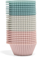 The Silicone Kitchen Reusable Silicone Baking Cups Silicone Muffin Liners for Cupcakes, BPA Free, Mini, 24 Pack, Pink Gray Blue