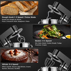 Stand Mixer, POWWA 6.5 Quart Electric Mixer, 6+1 Speed 660W Tilt-Head Kitchen Food Mixers with Whisk, Dough Hook, Mixing Beater & Splash Guard for Baking, Cake, Cookie, Kneading, ETL Certified (Black)