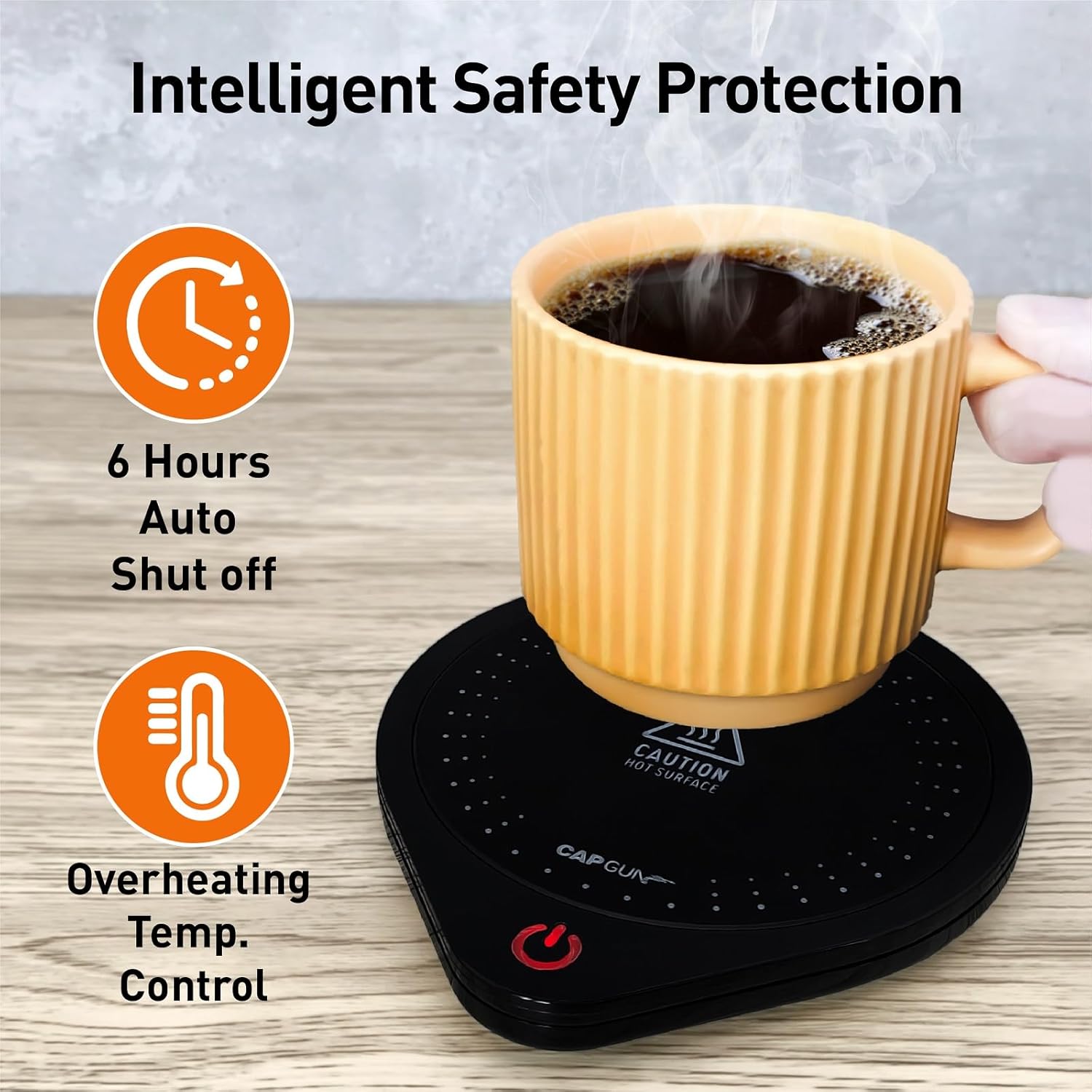 Electric Coffee Mug Warmers for Desk, 75℃ Precision Heating & Auto Shut Off, Spill-Proof Cup Warmer for Coffee/Tea/Milk/Hot Chocolate Beverages (Black)