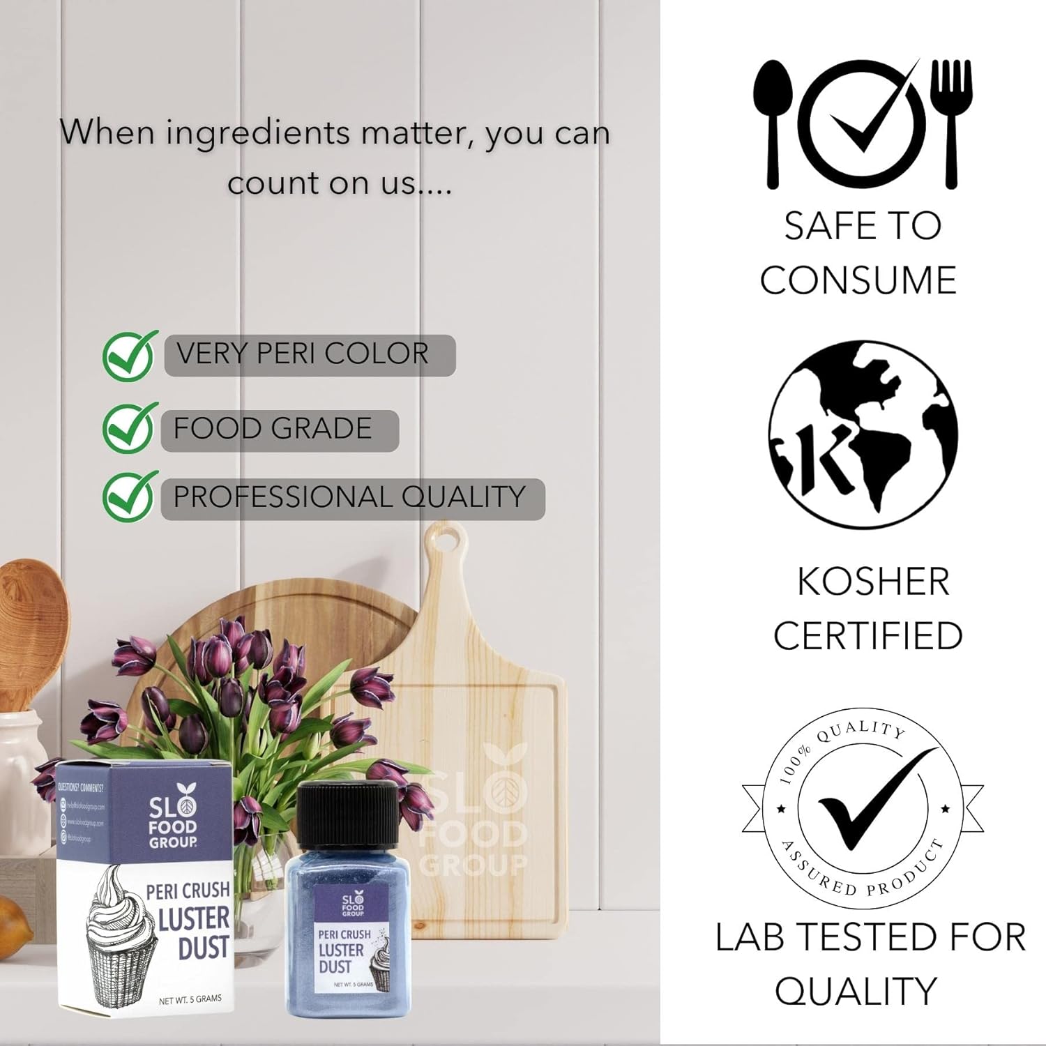 Slofoodgroup Very Peri Luster Dust| Very Peri Colored Edible Glitter, 5 Gram Bottle