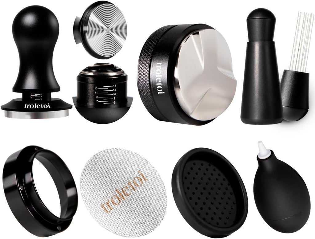 7 PCS 51mm Espresso Accessories Kit: Espresso Tamper, Coffee Distributor, Puck Screen, Dosing Funnel and WDT Tool Espresso Machine Accessories, Gifts for Coffee Lovers