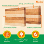 Riveira Walnut/Cherry/Maple Wood Cutting Board Set - Versatile And Durable: 3 Pcs Wooden Cutting Boards - Natural Wooden Cutting Boards For Kitchen Set - Complete Walnut/Cherry/Maple Cutting Board