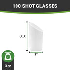 Restaurantware 3 Ounce Shot Glasses 100 Round Incline Cups - With White Finish Disposable Plastic Shot Glasses For Serving Samples At Wedding Banquets And Catered Events