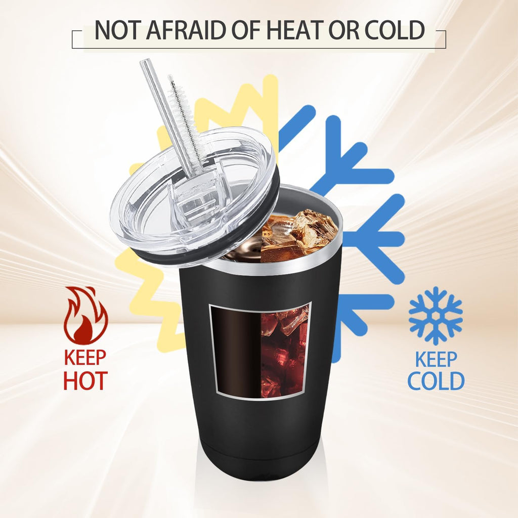 16 Pack Stainless Steel Tumbler Bulk Insulated Vacuum Travel Mug Powder Coated Coffee Mug Gift for Laser Engrave, 20oz Black