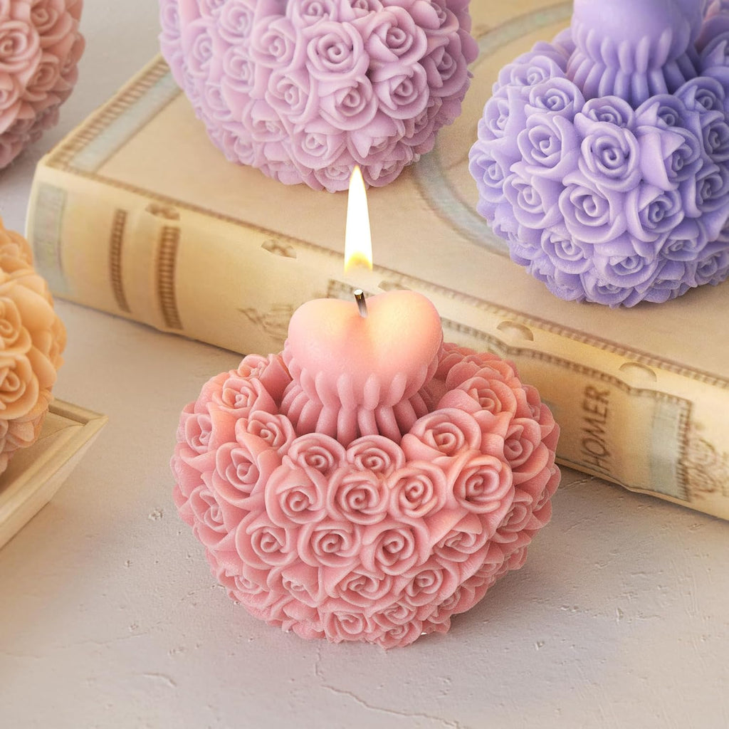 Rose Flower Heart Peony Resin Casting - Resin Casting Silicone Molds for Home Decor & Candle Making Wave Spiral Mold