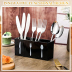 Suzile Acrylic Cutlery Storage Organizer Bin Silverware Caddy Countertop Knife Spoon and Fork Holder Kitchen 3 Section Tableware Storage Box for Cabinet Indoor Home Flatware Dining Room (Black,M)