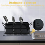 Cutlery Holder with Drain Holes, Dishwasher Safe Silverware Caddy for Party, Kitchen Counter, 3pcs Bins Set Countertop Utensil Holder for Spoons, Forks and Knives, Black