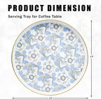 Round Serving Tray with Handles, Coffee Table Tray for Ottoman, Organizer Vanity Tray for Living Room, Outdoor Tray for Patio Entertaining, Serving Breakfast Kitchen Platter LEE33BLH